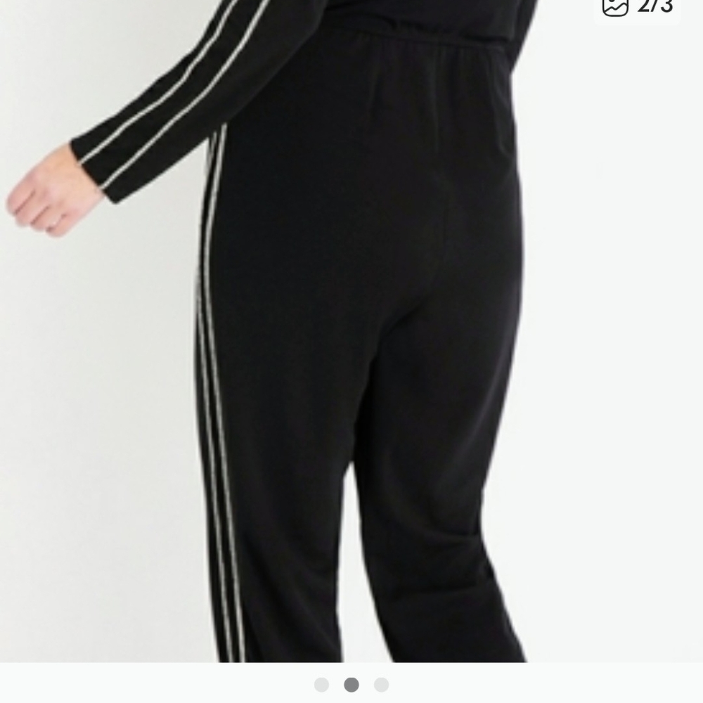 Black Jumpsuit with Double Rhinestone Stripes